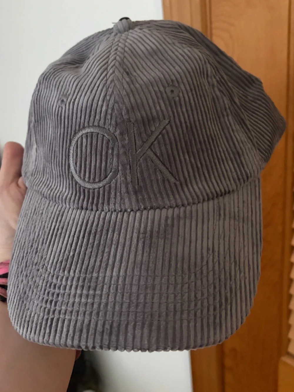 Calvin Klein CK 100% cotton corduroy baseball hat in grey one size NWT